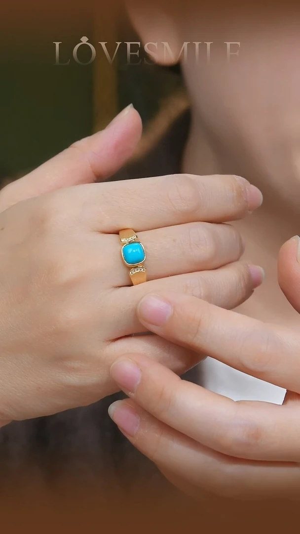 银S925镶嵌绿松石戒指046