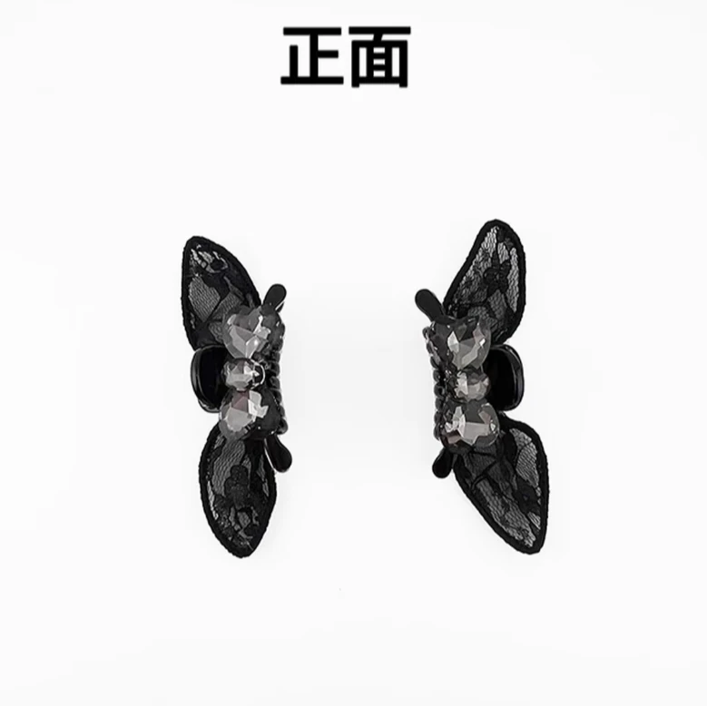 黑色精灵2025年新款刘海夹侧边夹抓夹蝴蝶结大钻韩系