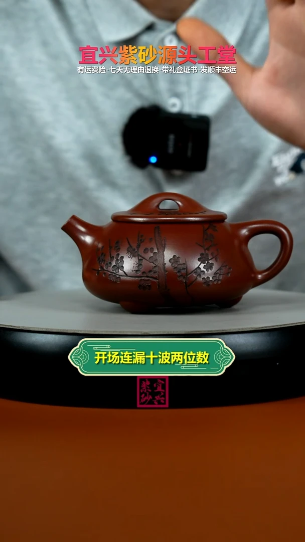 茶壶紫砂蒋静明龙血砂梅花景舟石瓢300CC