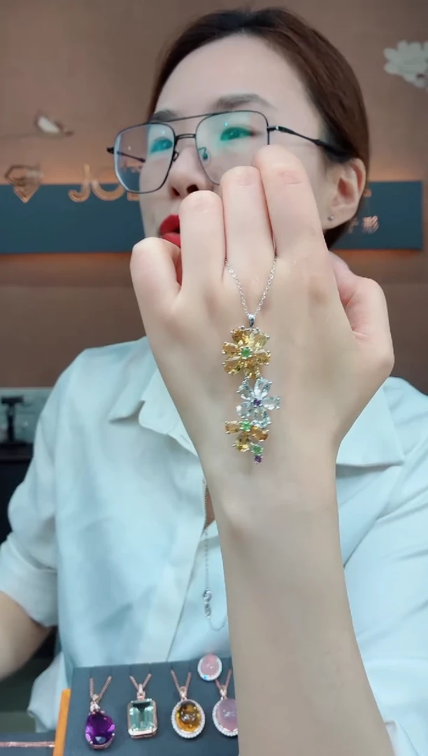 吊坠银S925镶嵌水晶水晶吊坠