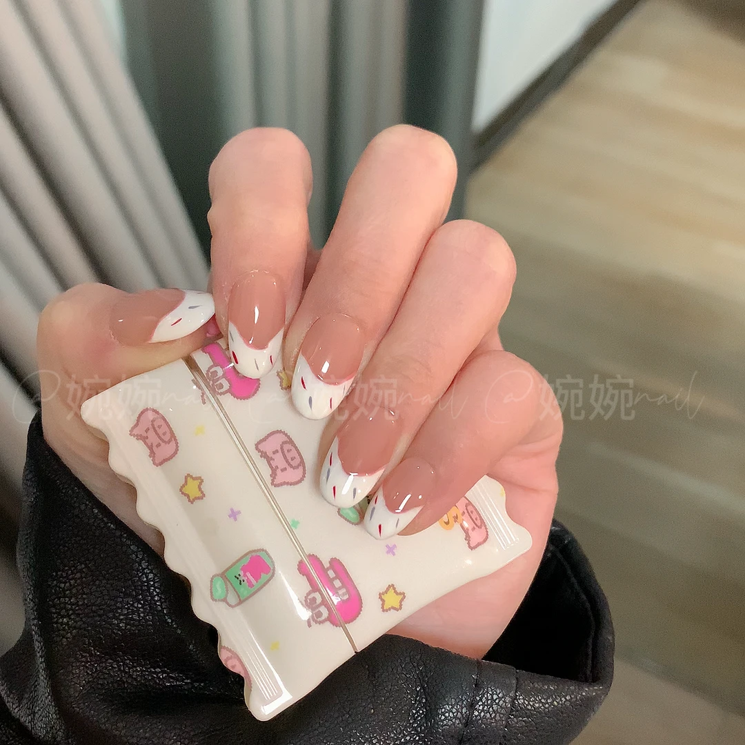 【甜甜圈】纯手工手绘不规则法式甜美可爱穿戴甲