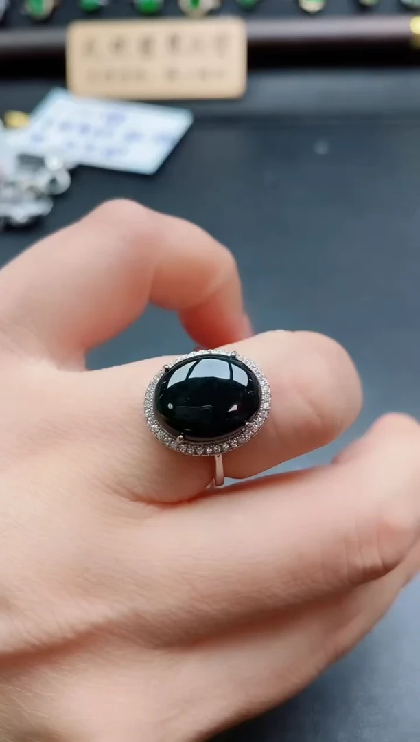 银S925镶嵌戒指翡翠1