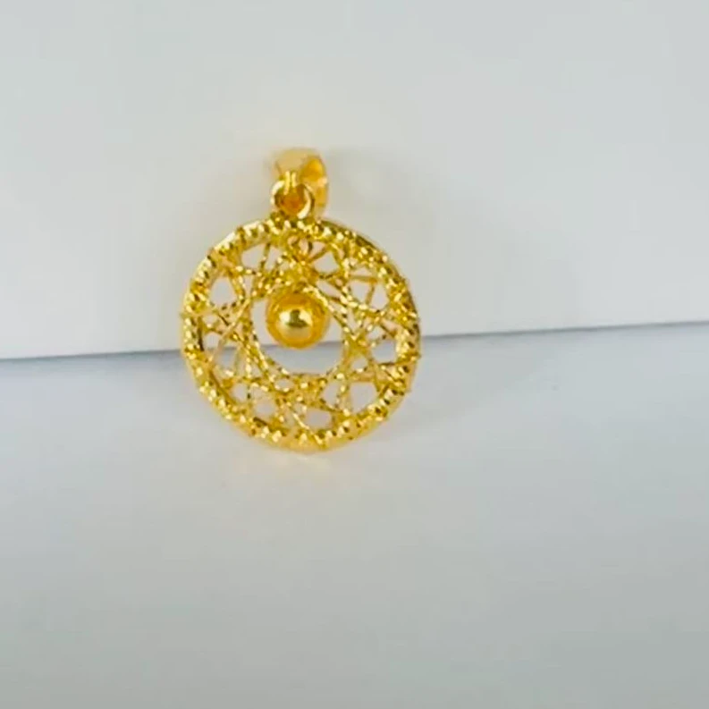 金囍库时尚黄金足金精品工艺编织吊坠百搭简约