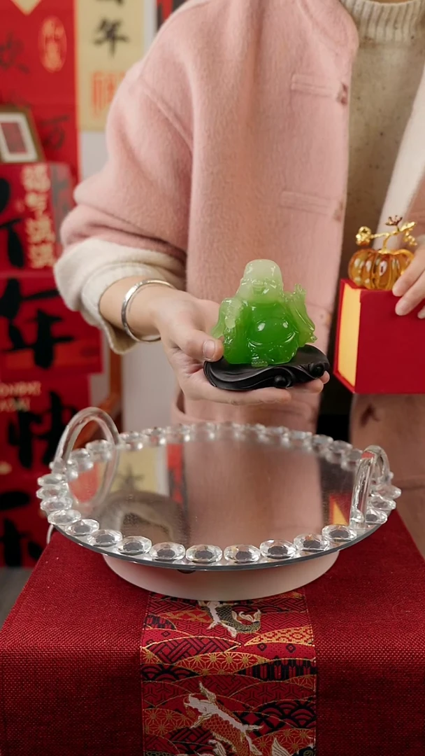 【闪购商品】琉璃玉质感绿弥勒佛摆件