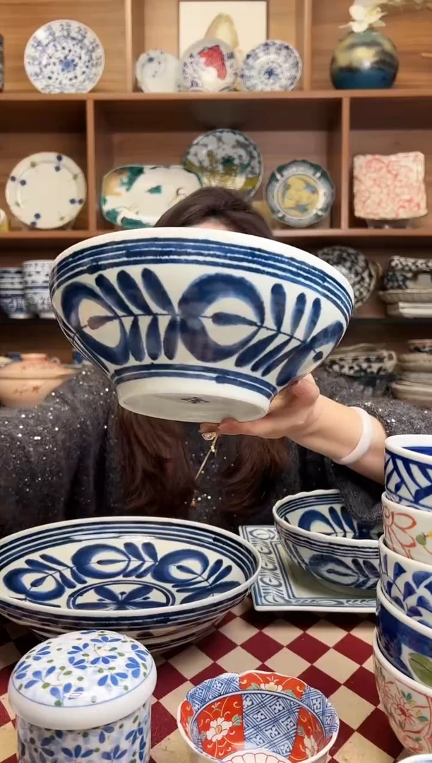 【闪购商品】瓷片蓝海草大碗 21cm     