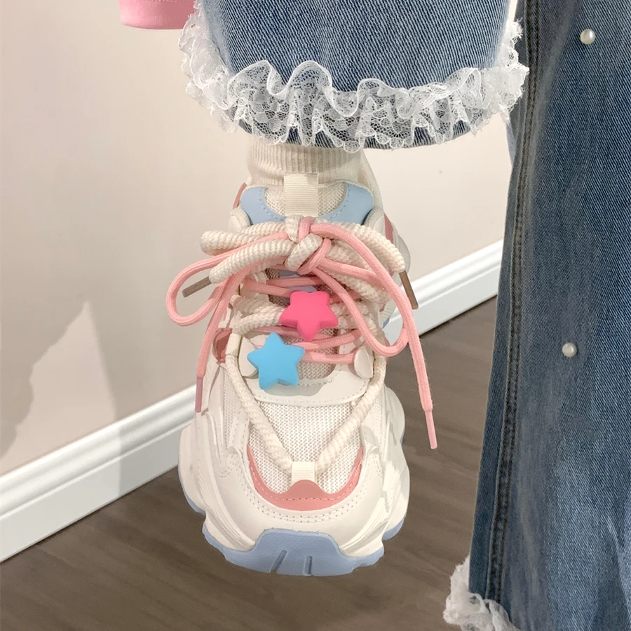 回力多巴胺星星厚底老爹鞋女2025新款秋季百搭鞋子小众原创运动鞋