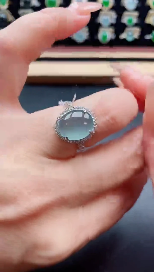 银S925镶嵌戒指翡翠1