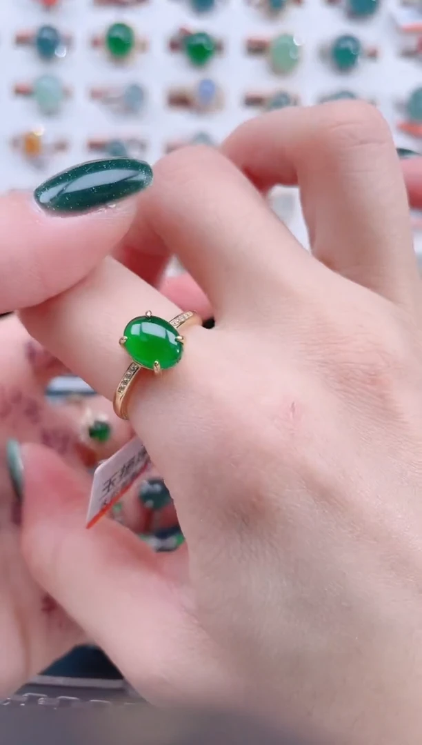 银S925镶嵌戒指翡翠天然翡翠