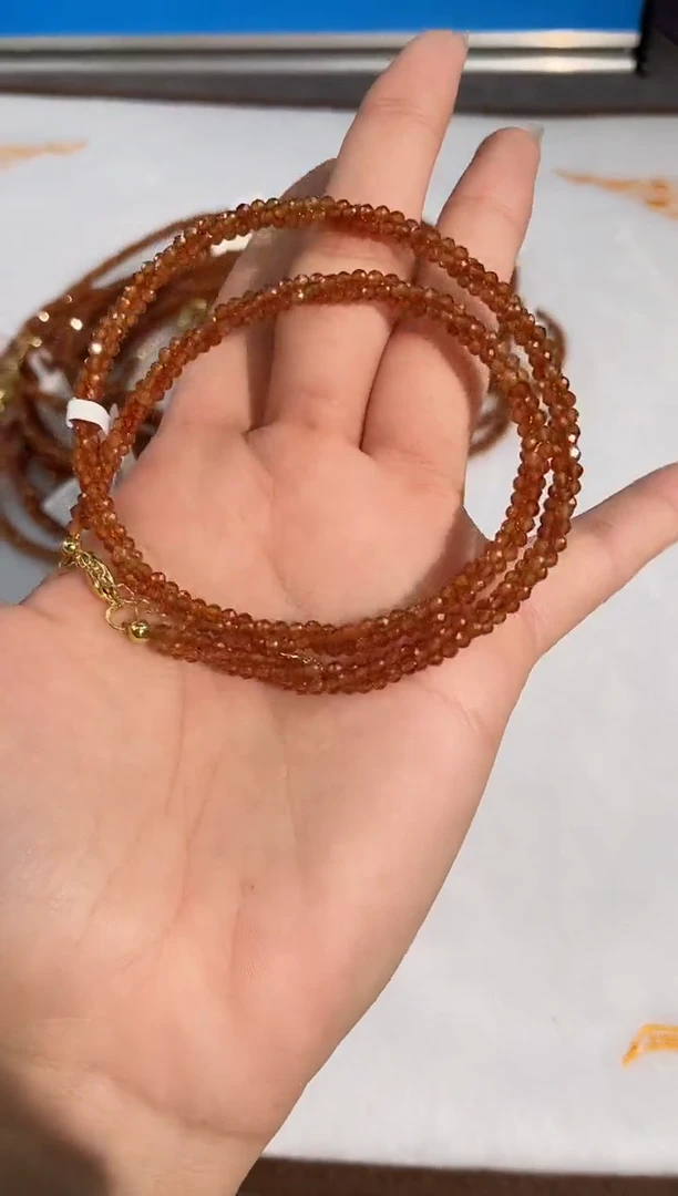 水晶手链未镶嵌橙红石榴石麻花锁骨链