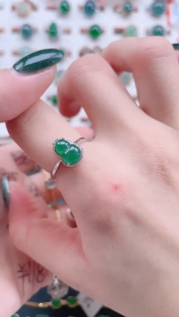 银S925镶嵌戒指翡翠天然翡翠