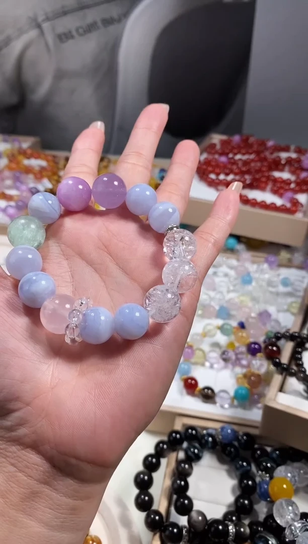 未镶嵌手串水晶蓝纹DIY手串