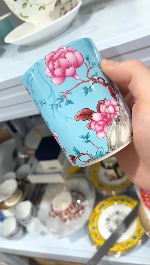 瓷片陶陶瓷（简装）蓝色马克杯一个