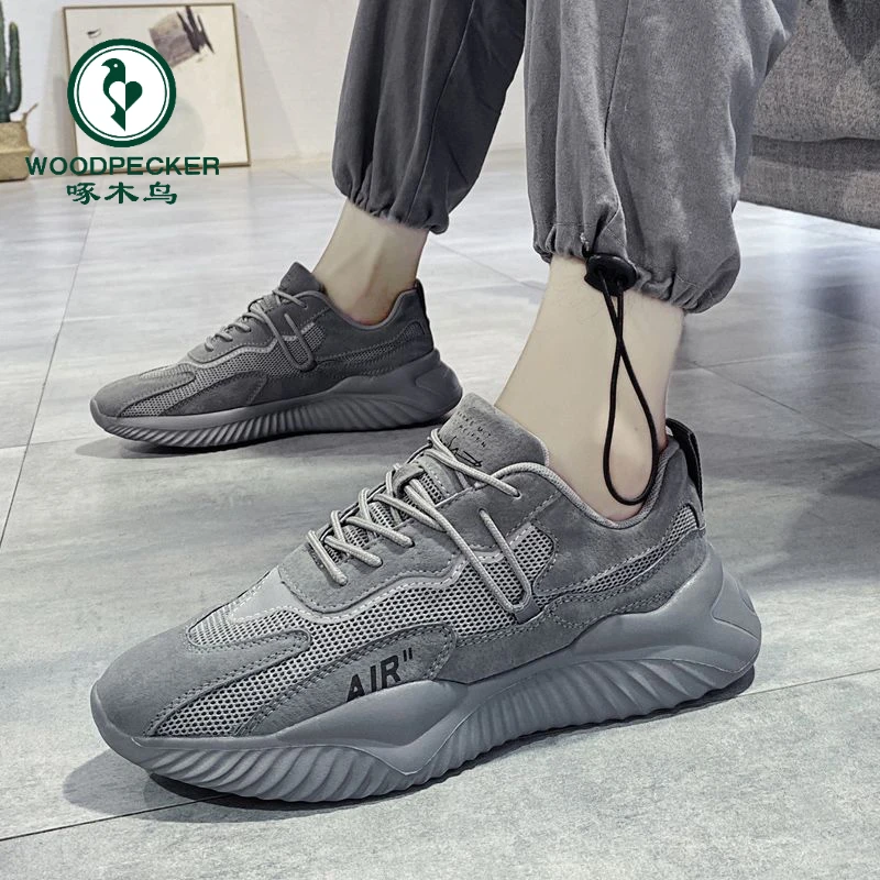 啄木鸟正品2025春季透气款潮流网面运动男鞋百搭通勤休闲老爹潮鞋