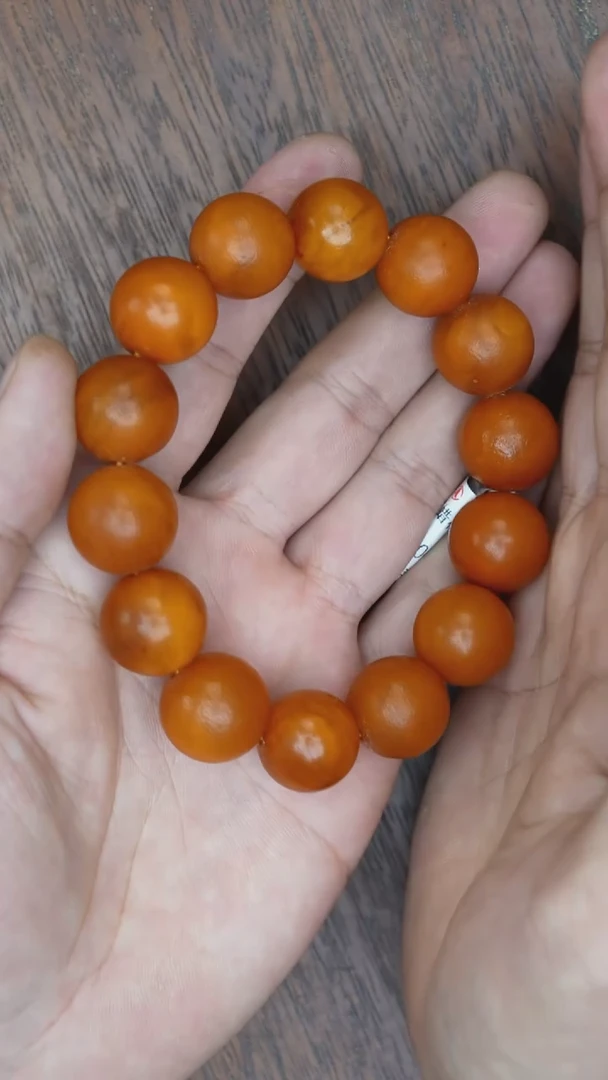 【闪购商品】琥珀裸石未镶嵌老蜡橘皮手串