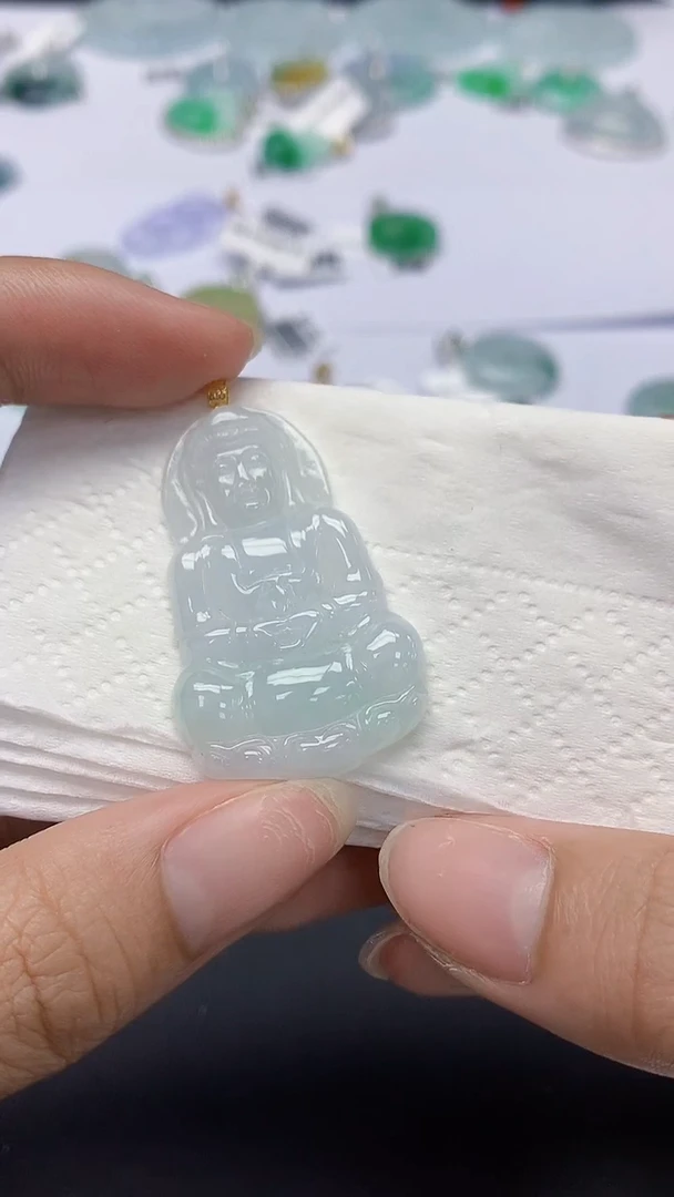 翡翠18K金镶嵌颈饰天然缅甸a货翡翠