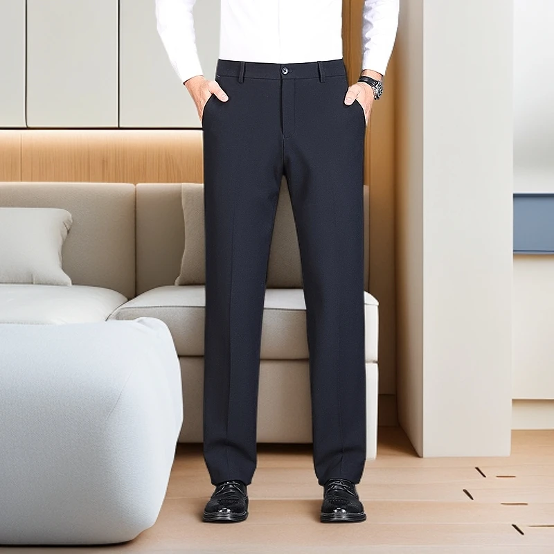 免烫立体剪裁不掉色微弹直筒裤长裤商务休闲西裤高腰宽松男士