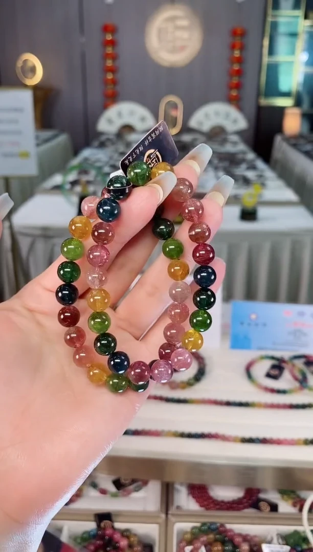未镶嵌老矿碧玺彩虹冰体单圈手串8mm+碧玺（多样性发一条）mz