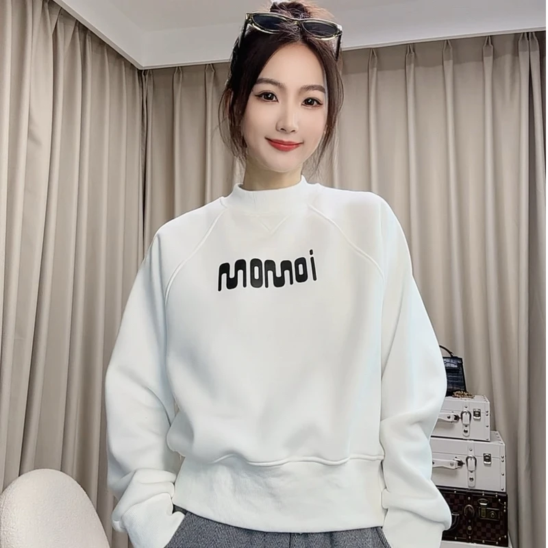 【字母卫衣】加绒加厚卫衣女秋冬休闲宽松套头圆领长袖上衣-12021