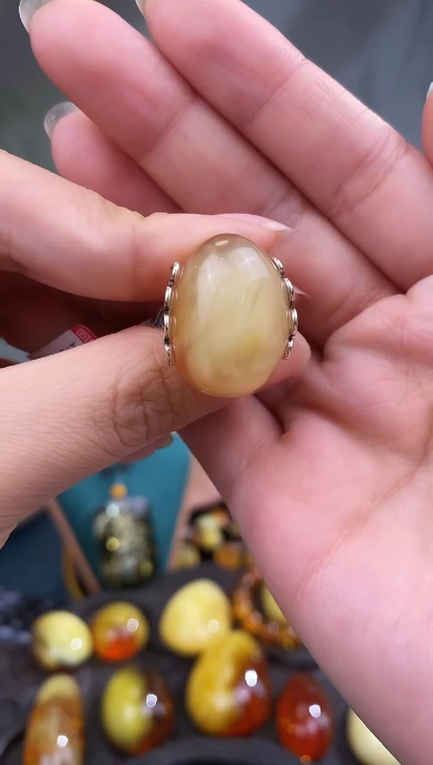 裸石琥珀银S925镶嵌 基地发货 一物一证 顺丰包邮