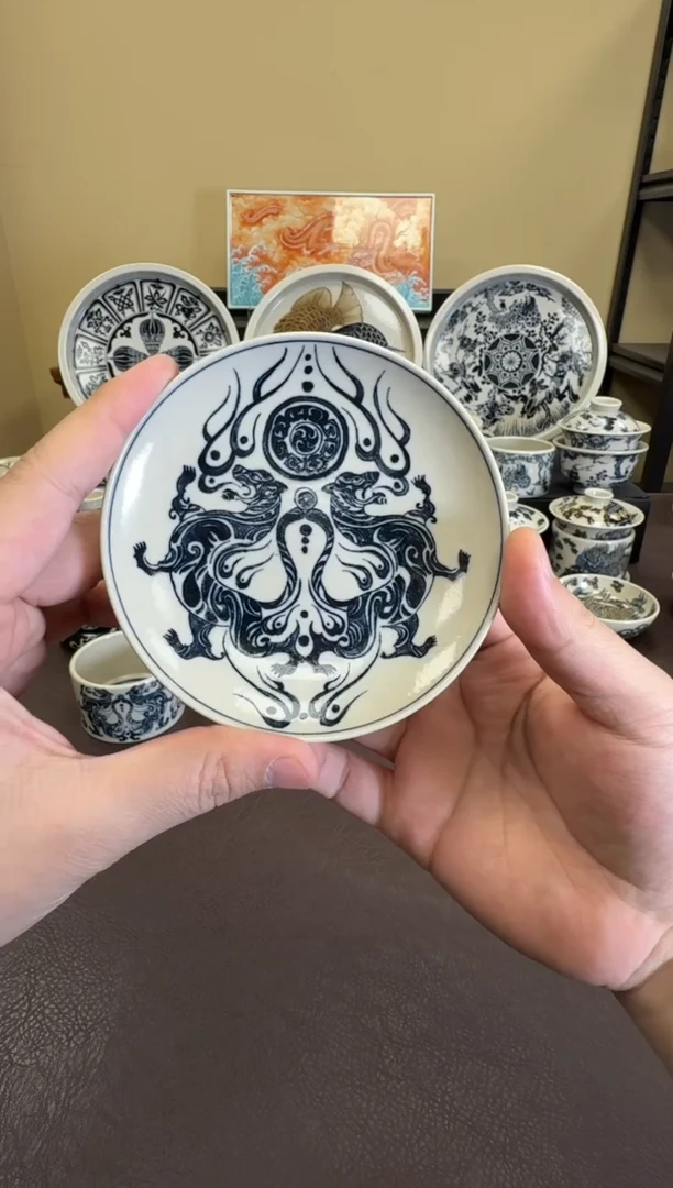 二号釉虎符纹杯垫