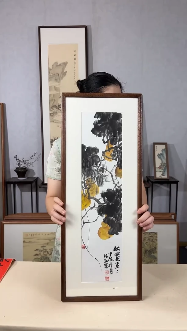 国画手绘*葫芦*28*72cm带框发货