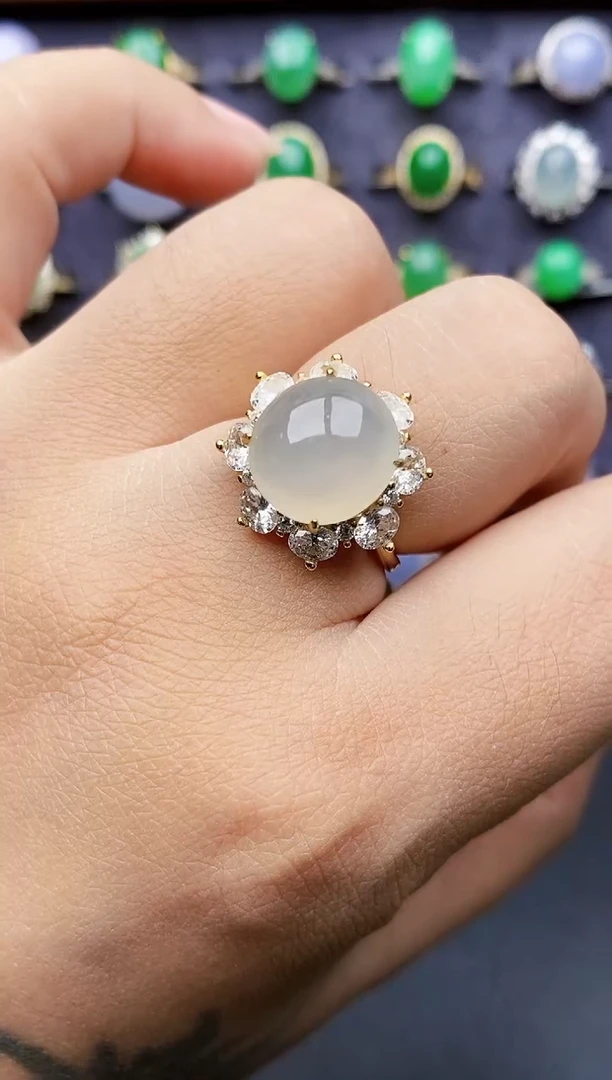 银S925镶嵌戒指翡翠0133