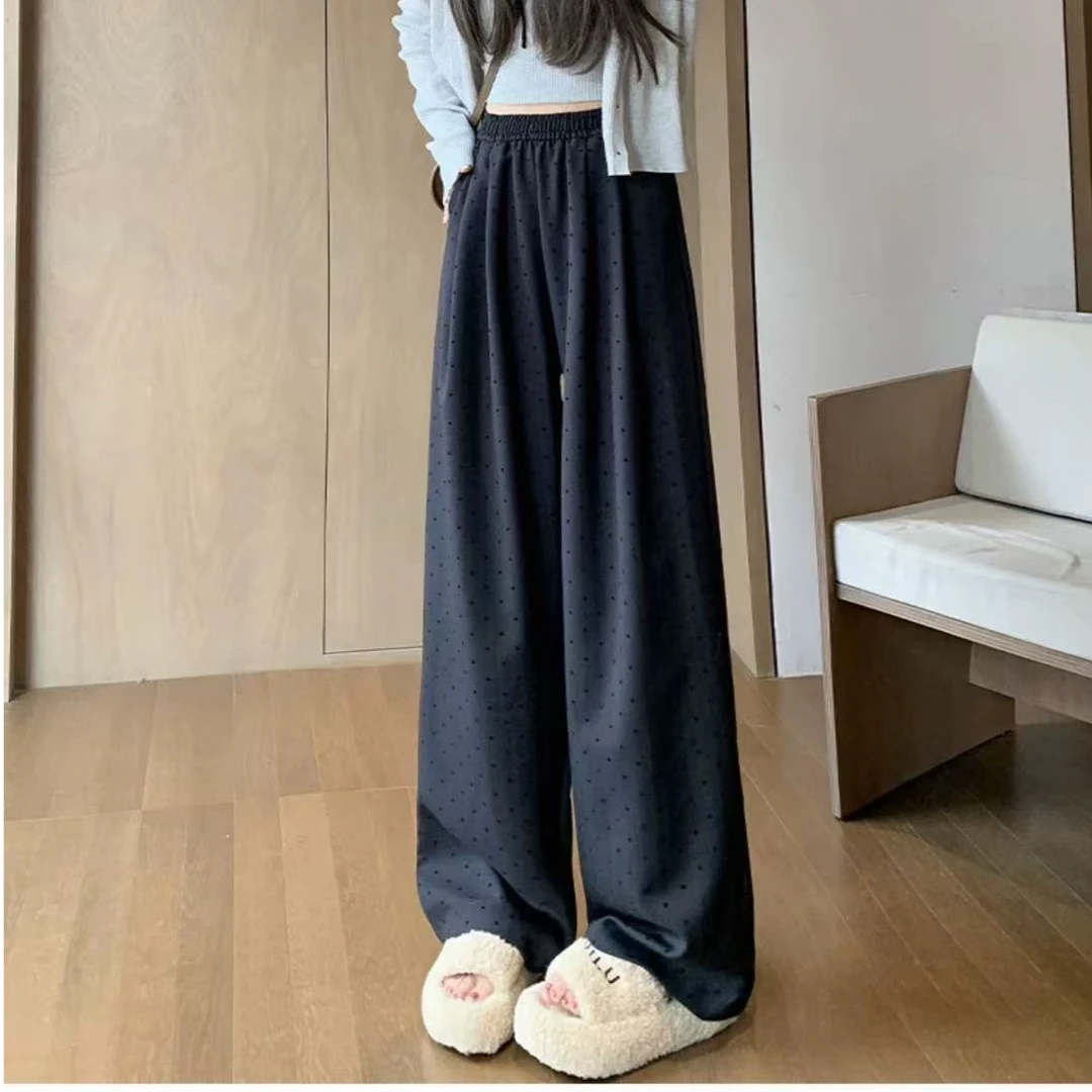 8431-爱心波点（黑色）直筒西装裤