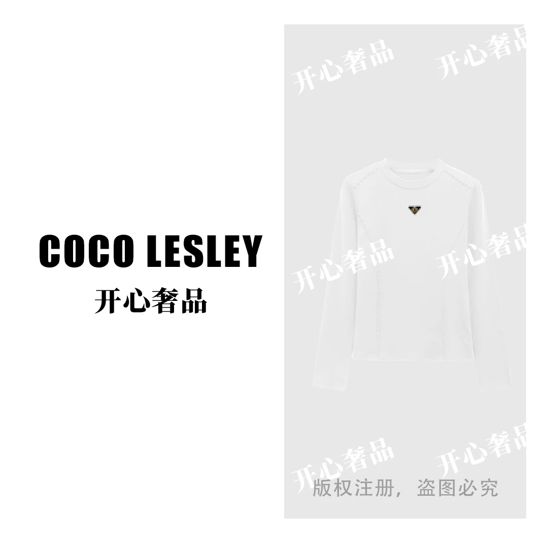 【开心奢品】68565#时尚波边长袖T恤2025秋冬显瘦休闲个性上衣