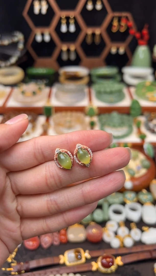 和田玉银S925镶嵌耳饰福利