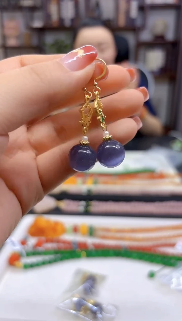 【闪购商品】碧玺猫眼耳饰14K金镶嵌E720