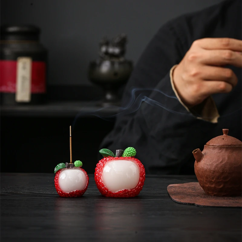 百荔挑一荔枝香插茶宠可爱树脂香座托支架线香男士专蓝风铃香薰