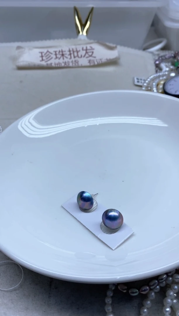 耳饰银S925镶嵌拼合珍珠（马贝珠）发1对