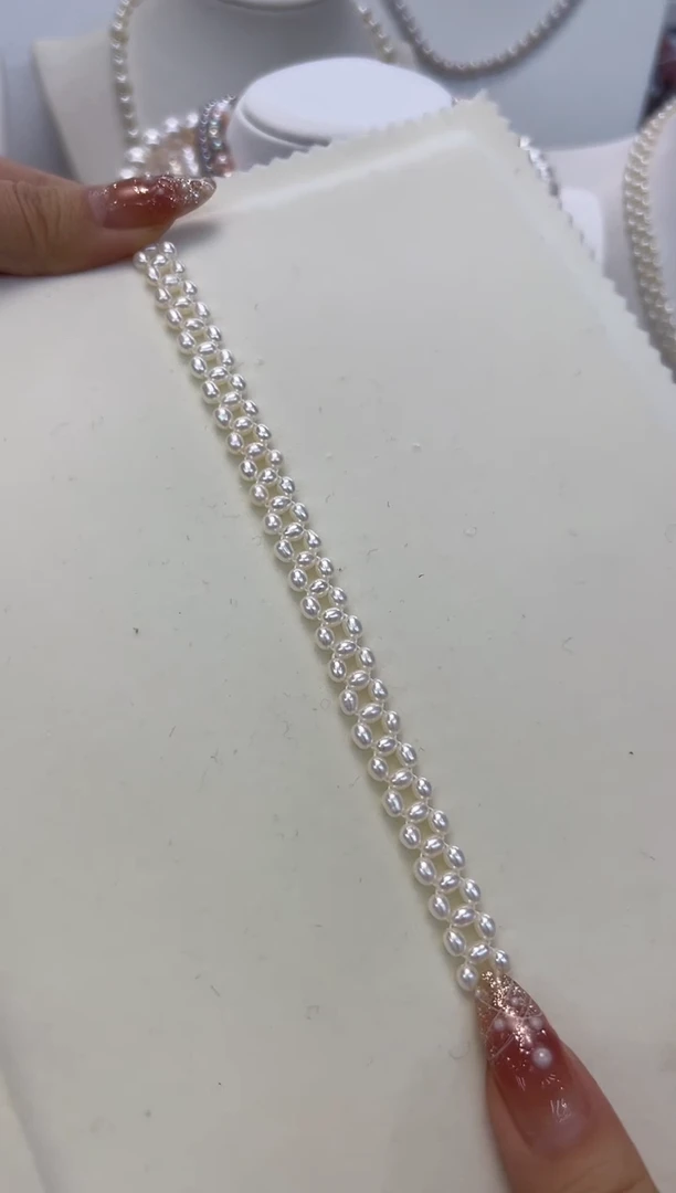 【闪购商品】淡水珍珠手绳银S925镶嵌米珠编织手链