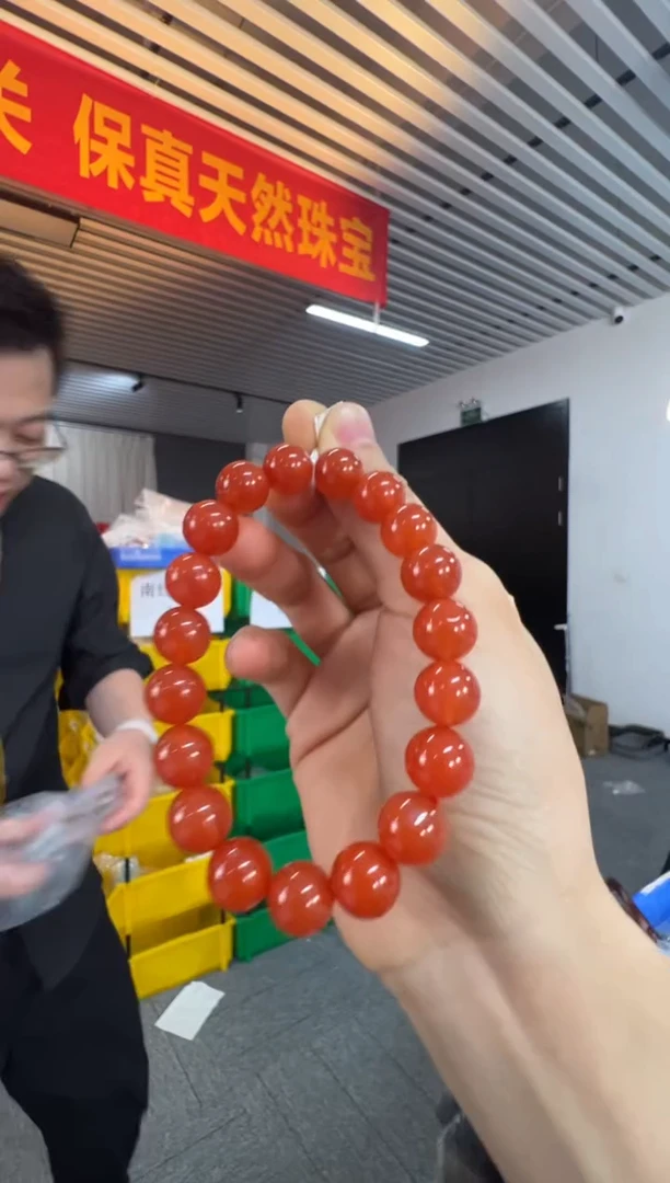 手串未镶嵌南红玛瑙保山锦红满色满肉南红玛瑙圆珠手串