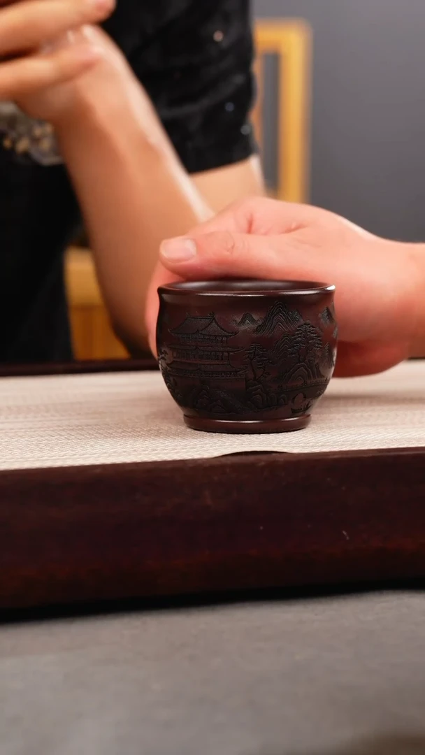 茶壶紫砂老紫泥 山水杯