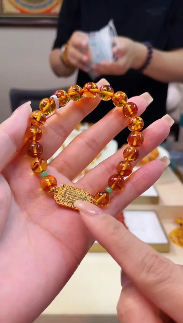 裸石琥珀18K金镶嵌@@ZY31120040