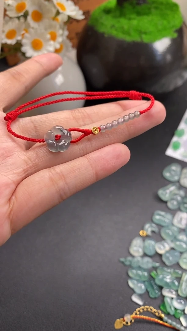 散珠翡翠小花手绳