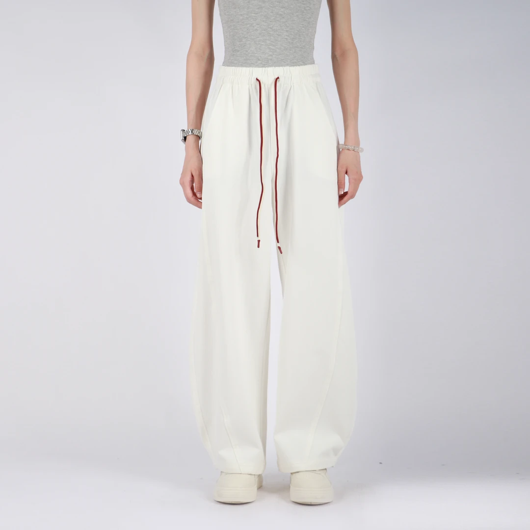 海思堡2025年女士新款初秋宽松垂感抽绳橡根弯刀牛仔裤MA172