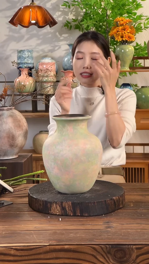 苔点绿大号胖肚瓶