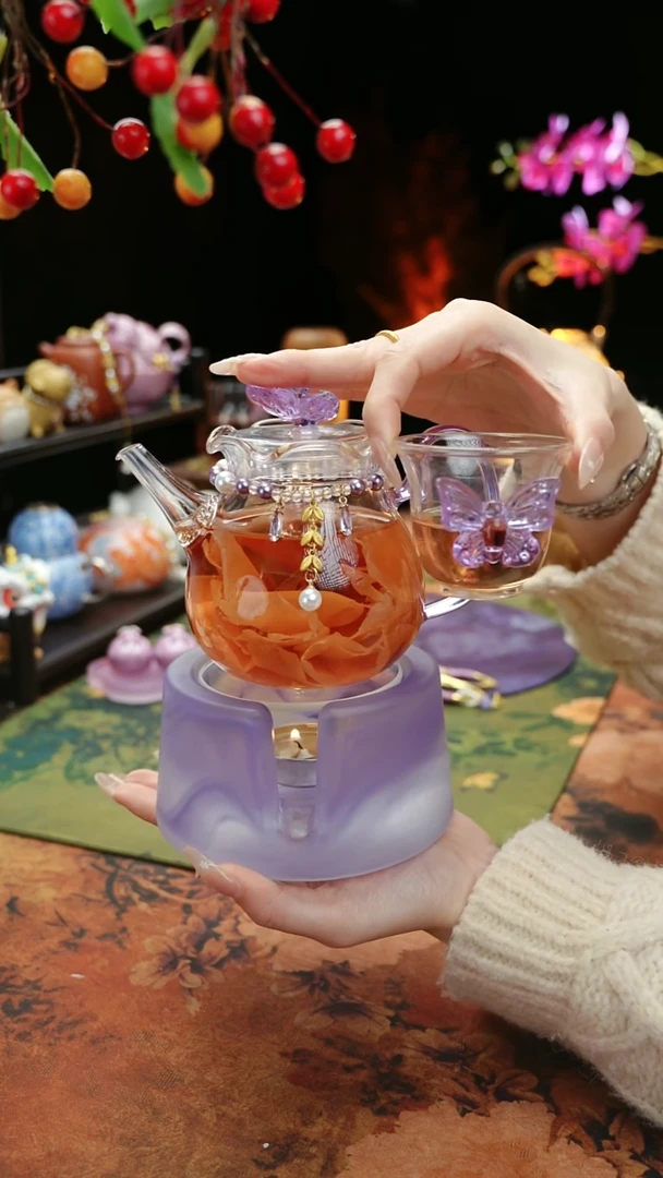 【闪购商品】紫色温茶台+茶壶+链子+杯子
