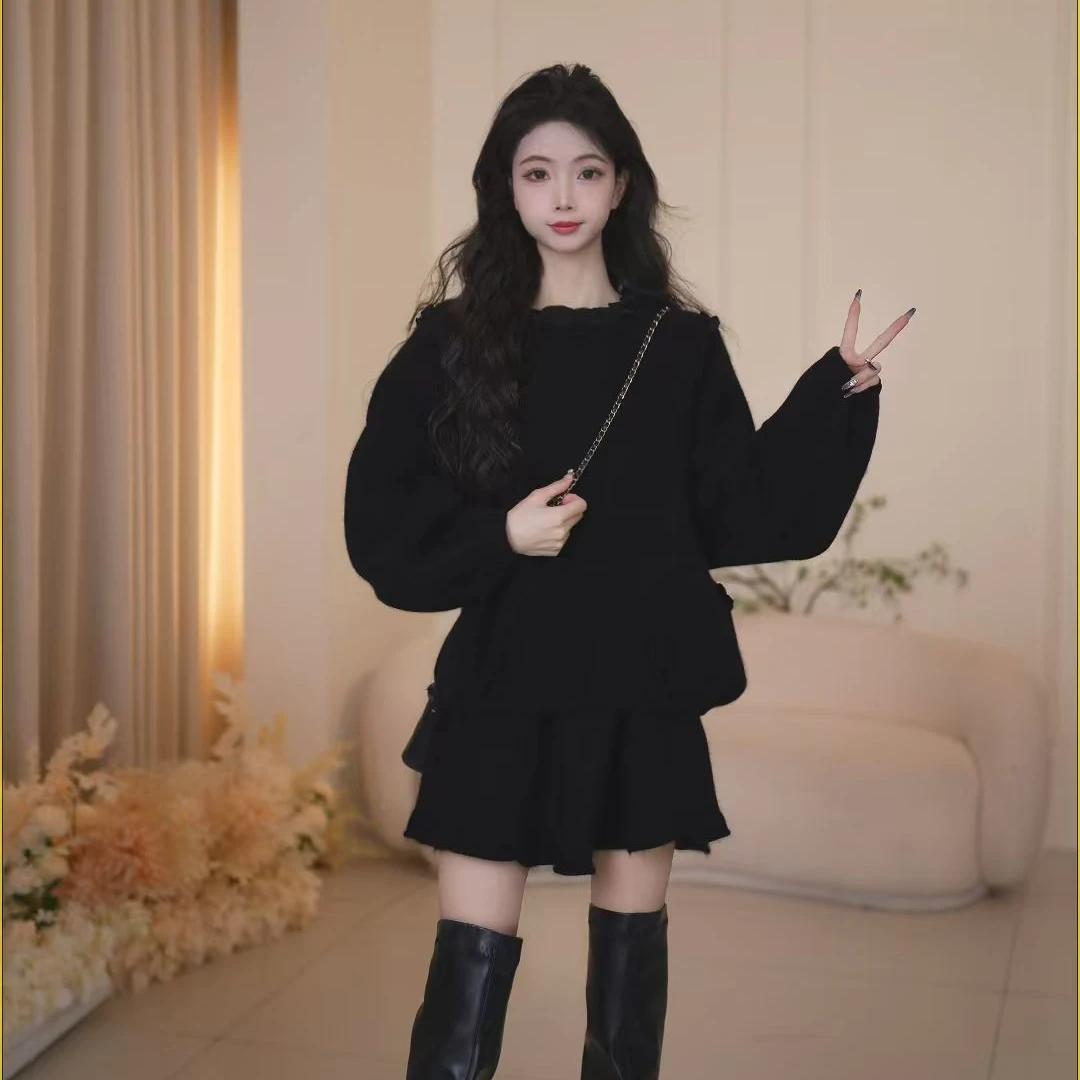 Basic House/百家好新款黑色时尚气质百搭套装B1386B5A932