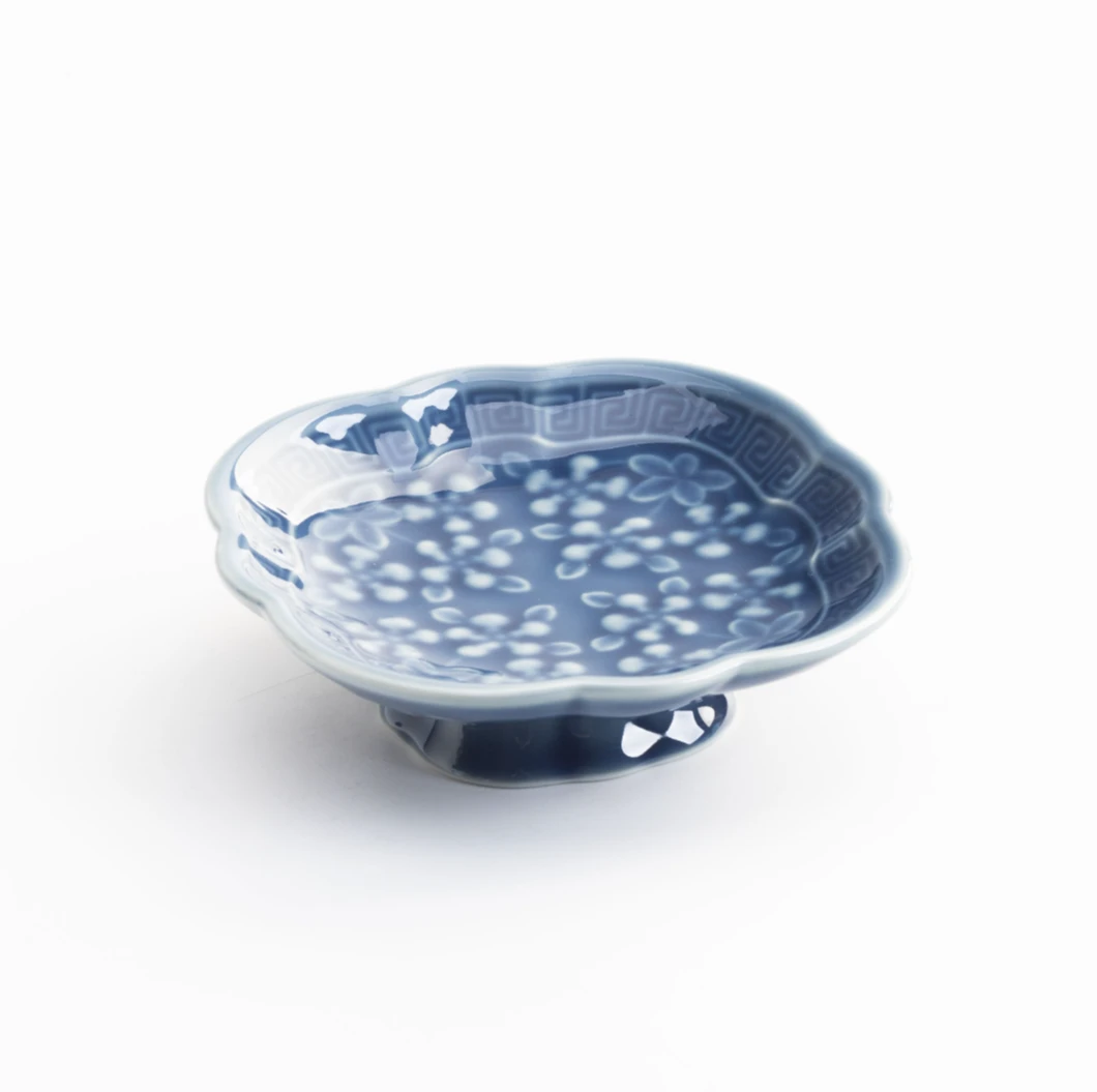 万福高脚盘 小号 霁青 08HC20