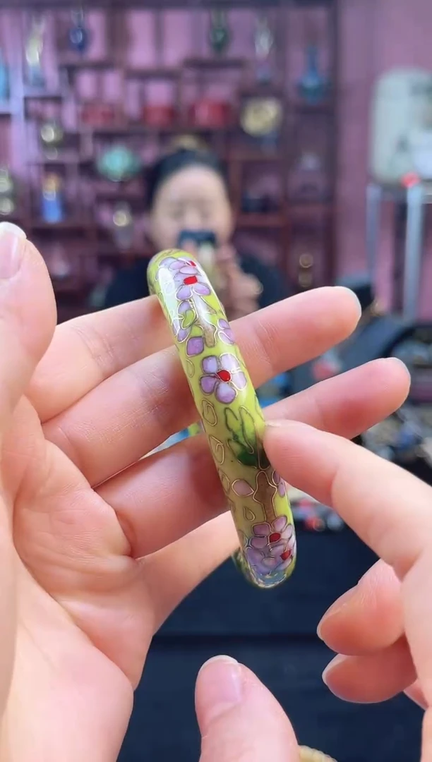 非遗 景泰蓝棍镯 55-60/1.2粗版 嫩绿