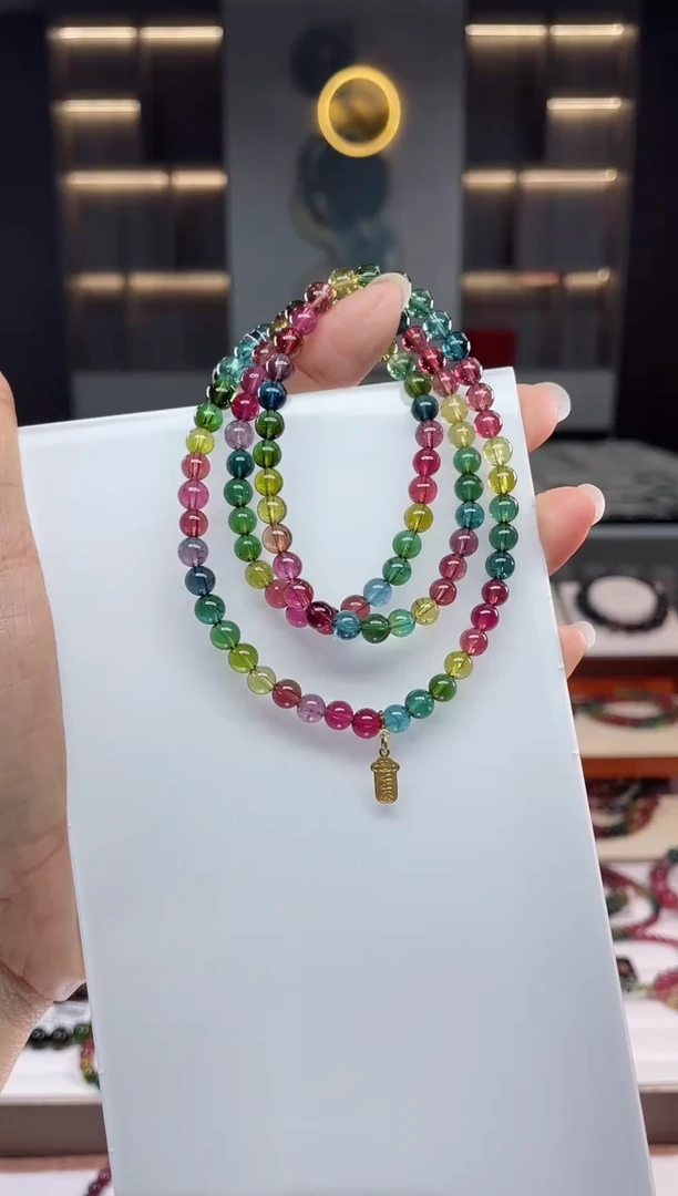未镶嵌老矿碧玺三圈手串5mm+碧玺（多样性发一条）Q