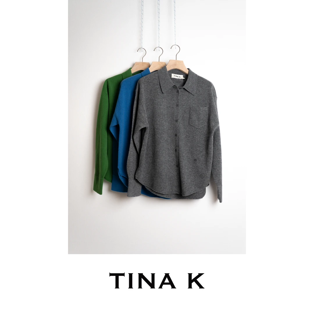 TinaK秋冬款女士时尚上衣休闲百搭糖果色羊毛针织衬衫ZZ225502