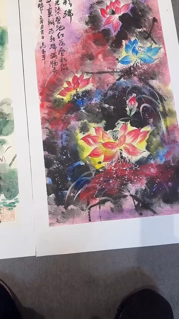 书法易志平 国画 荷花 彩荷 a004