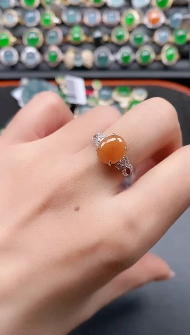 银S925镶嵌戒指翡翠1