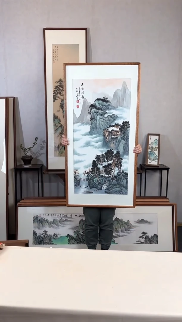 【闪购商品】国画手绘*山水清韵*62*123cm实木框