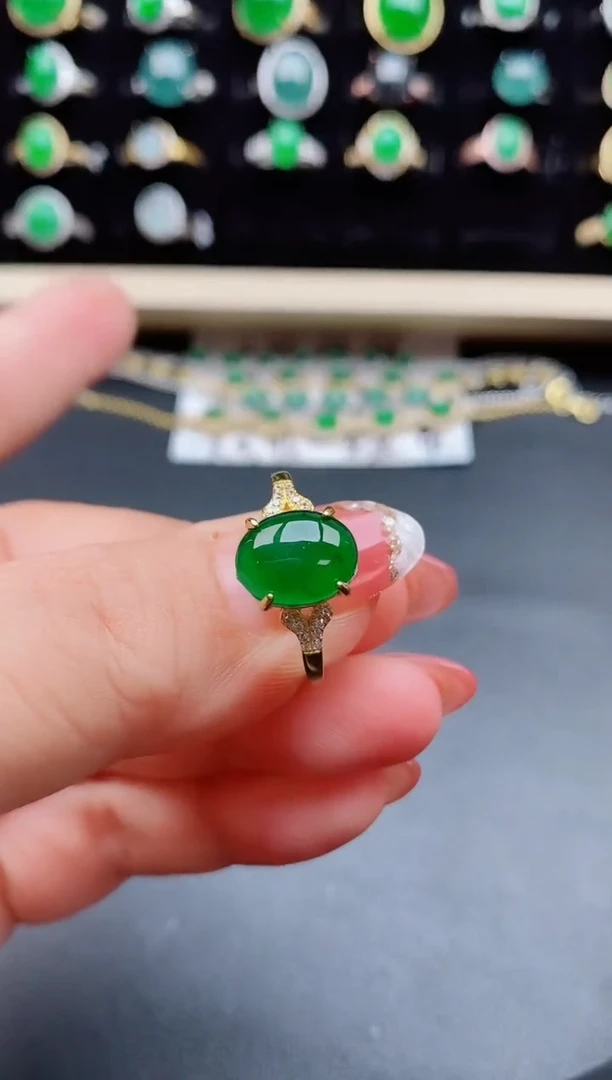 【闪购商品】翡翠戒指银S925镶嵌080550