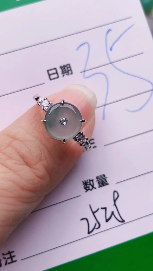 银S925镶嵌戒指翡翠2528